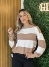 blusa cropped tricot jÉssica bege listras