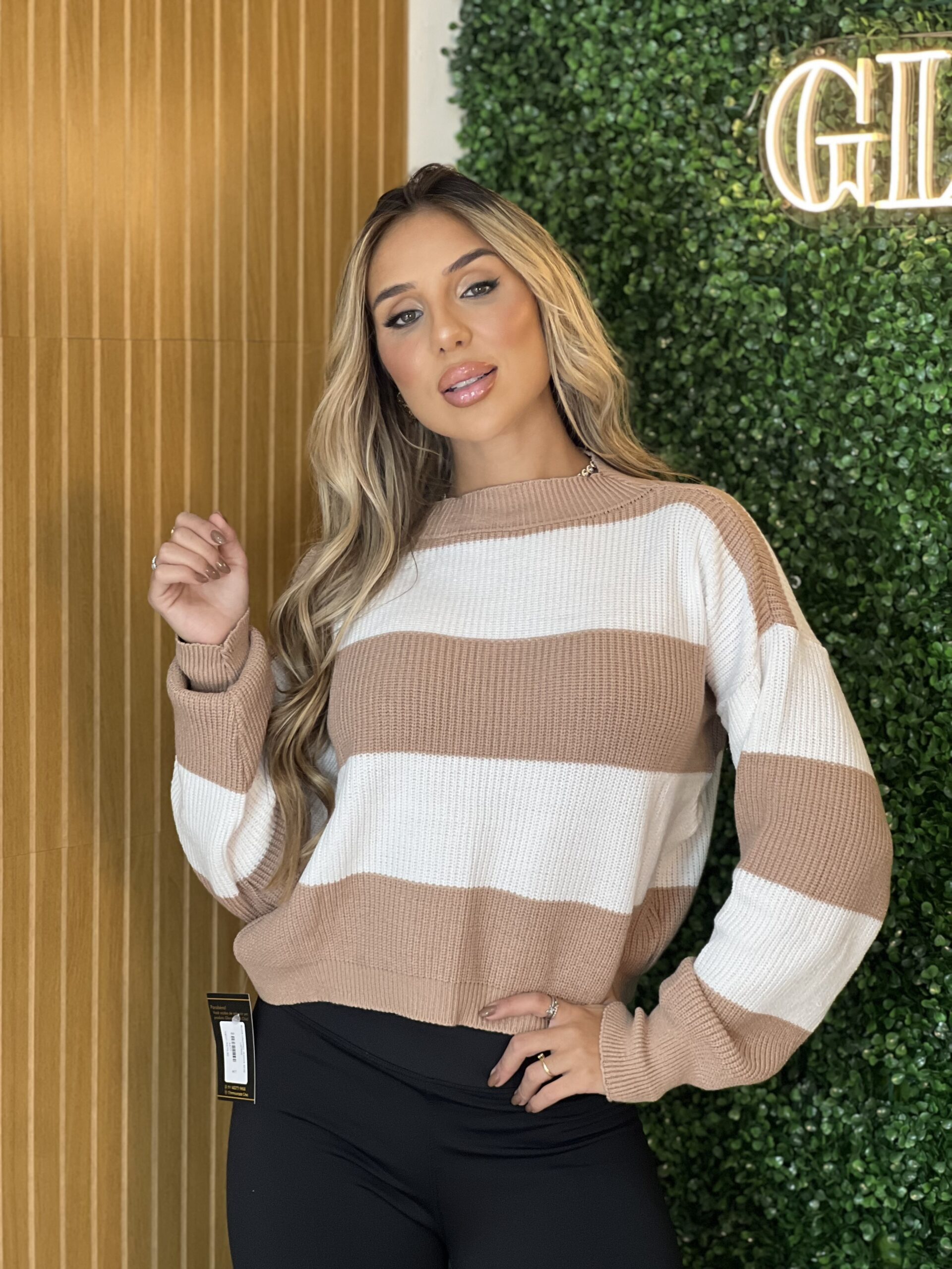 blusa cropped tricot jÉssica bege listras blusa cropped tricot jÉssica bege listras