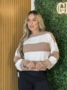 blusa cropped tricot jÉssica bege listras