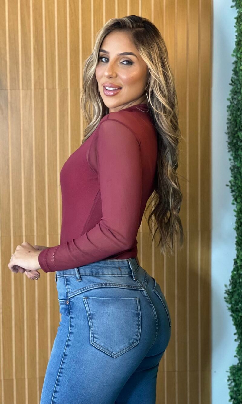calca jeans flare elis