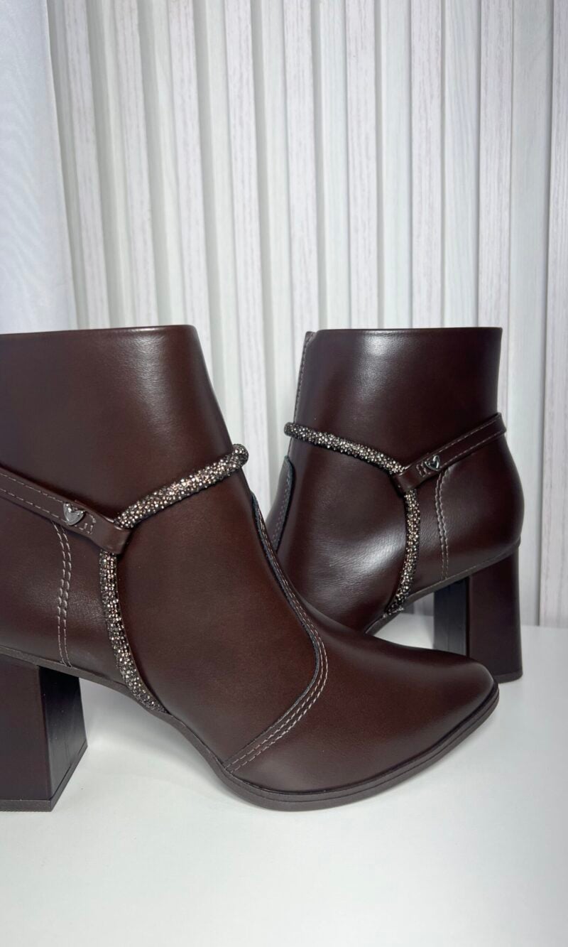 bota cano curto strass marrom mississipi jo355