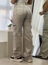 calca jeans wide leg cargo fabi