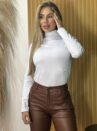 blusa flanelada gola alta sara branco