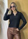 blusa modal gola polo preto