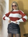 blusa cropped tricot jessica terracota listras