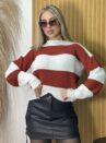 blusa cropped tricot jessica terracota listras