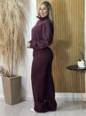 conjunto moletom ziper bordo
