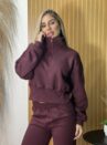 conjunto moletom ziper bordo