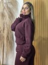 conjunto moletom ziper bordo