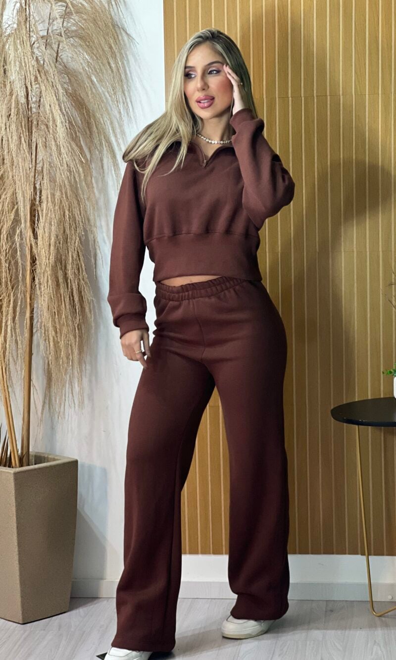 conjunto moletom ziper marrom conjunto moletom ziper marrom