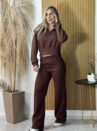 conjunto moletom ziper marrom