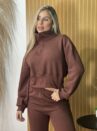 conjunto moletom ziper marrom