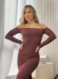 vestido longo poliamida skandal marrom