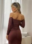 vestido longo poliamida skandal marrom