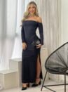 vestido longo poliamida skandal preto