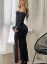 vestido longo poliamida skandal preto