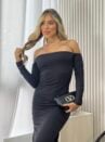 vestido longo poliamida skandal preto
