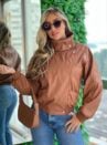jaqueta tendencia courino caramelo