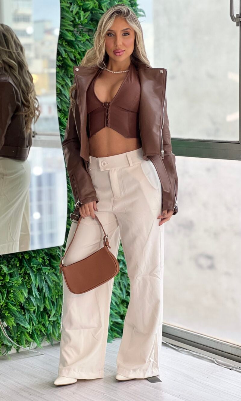 cropped courino quiara marrom