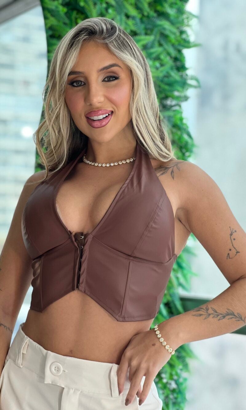 cropped courino quiara marrom