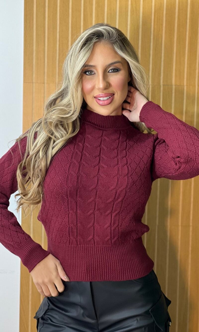 blusa tricot modal joice bordo