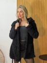 casaco alongado teddy preto