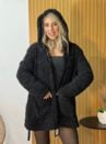 casaco alongado teddy preto