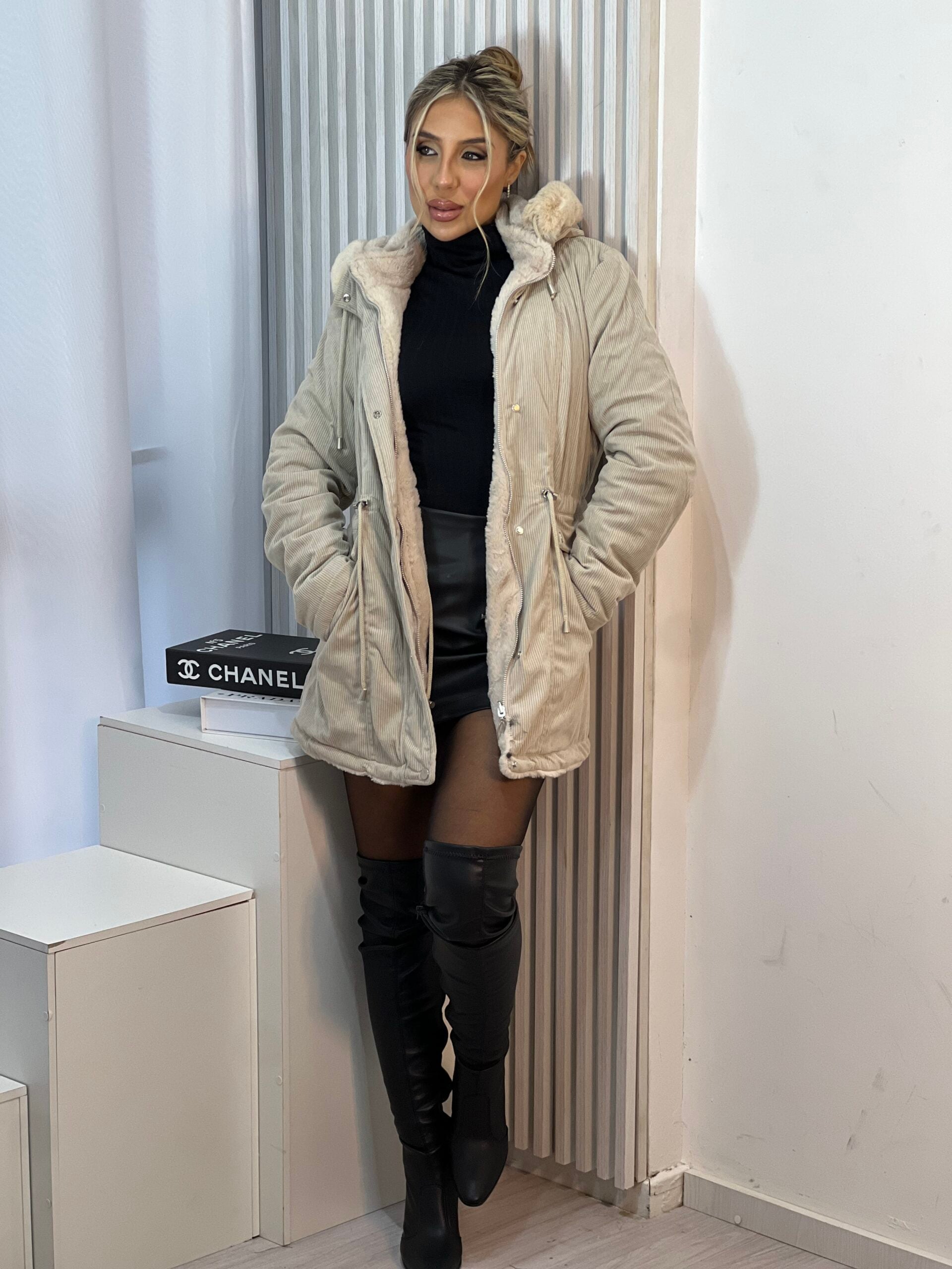 parka reversivel cotele iris bege parka reversivel cotele iris bege