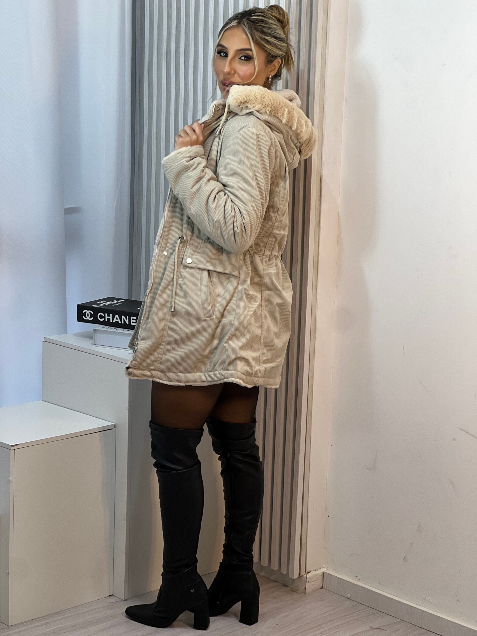 parka reversivel cotele iris bege parka reversivel cotele iris bege