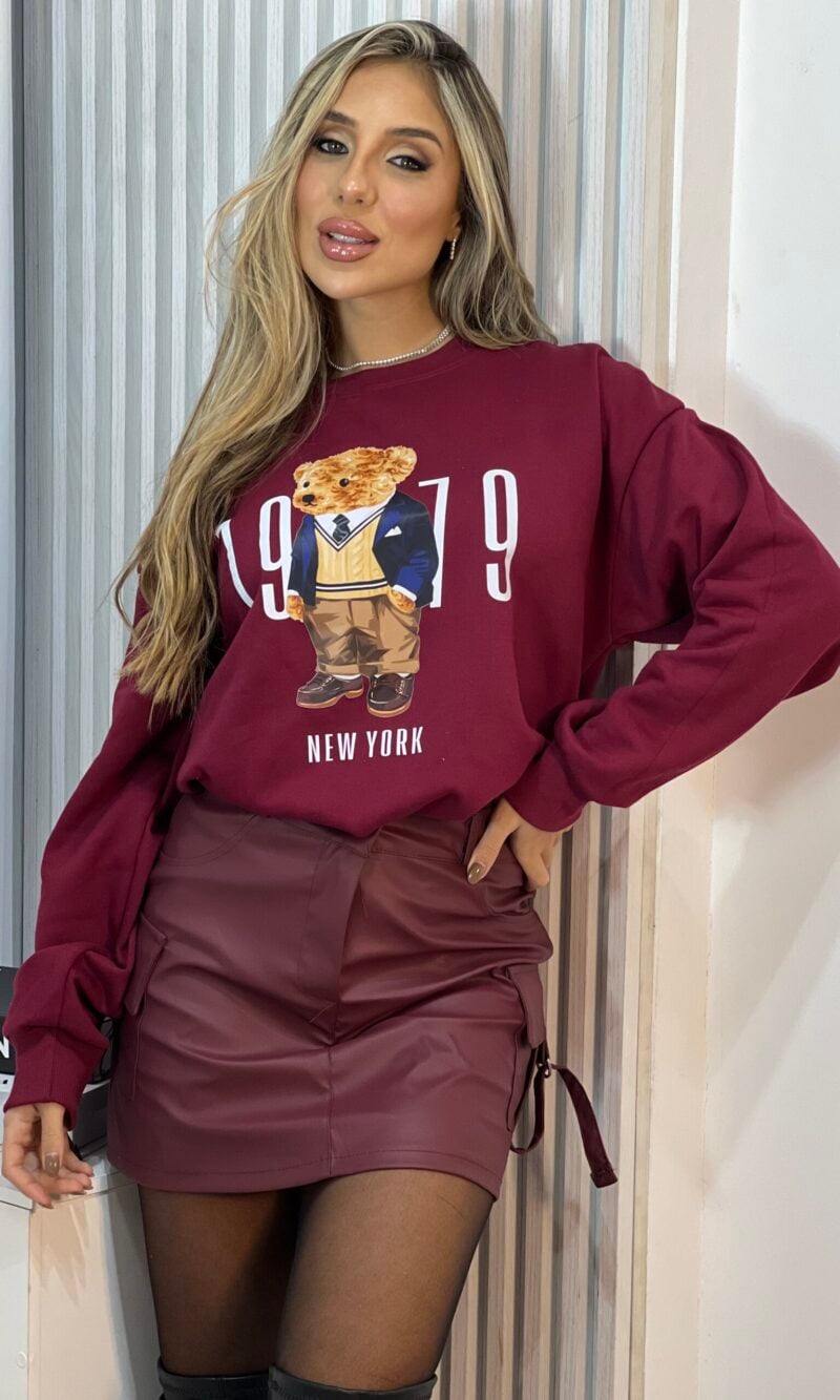 moletom alongado ted bordo ny