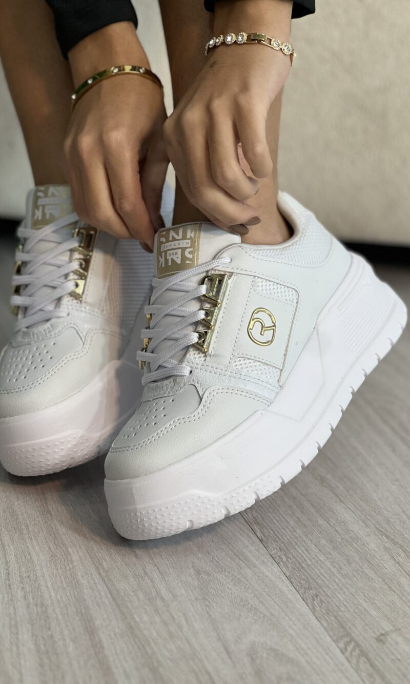 tenis croco branco dourado ramarim 2676104