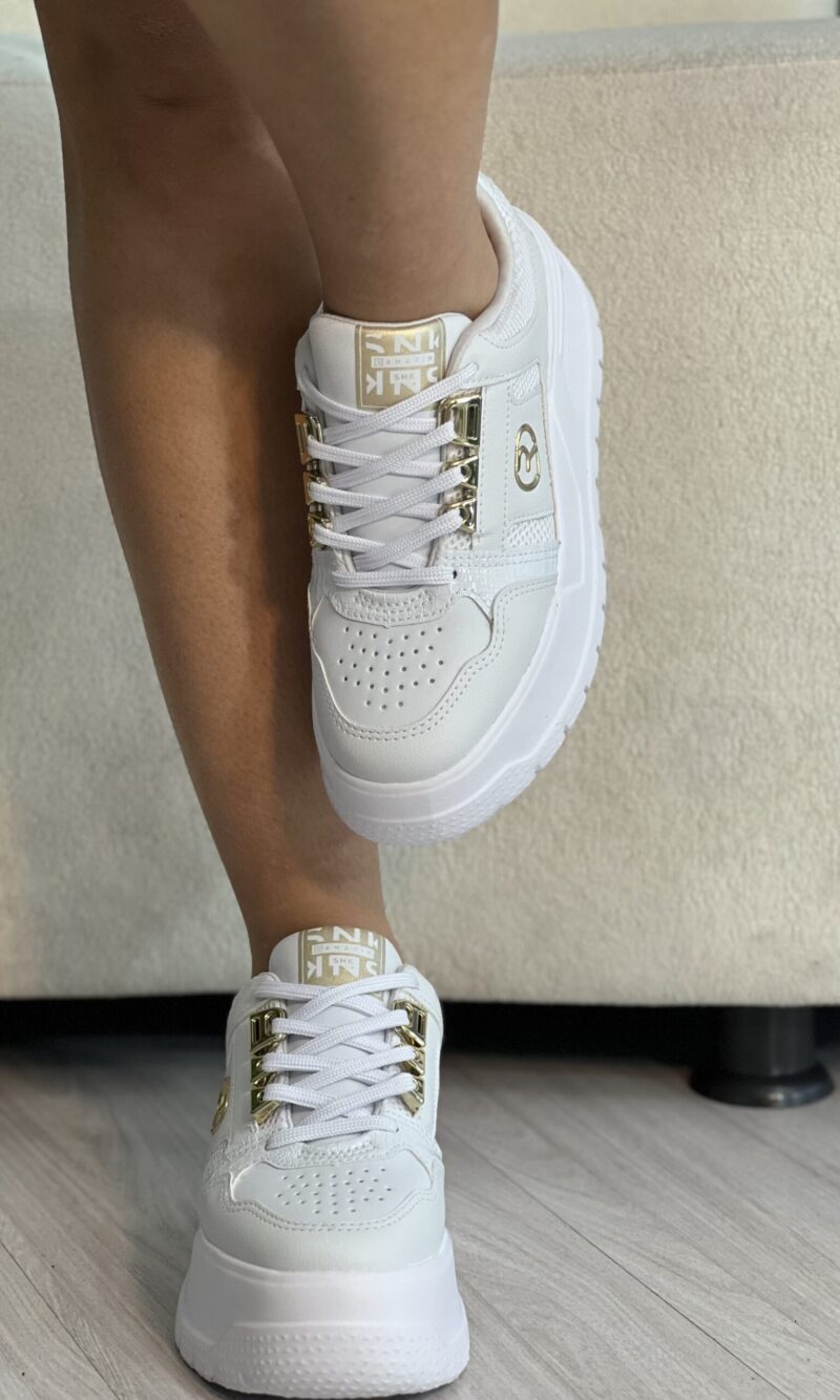 tenis croco branco dourado ramarim 2676104