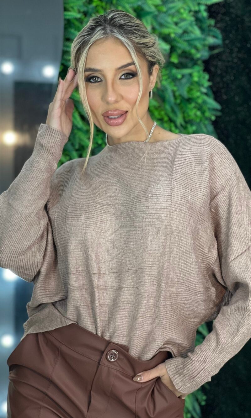 blusa modal morcego bege