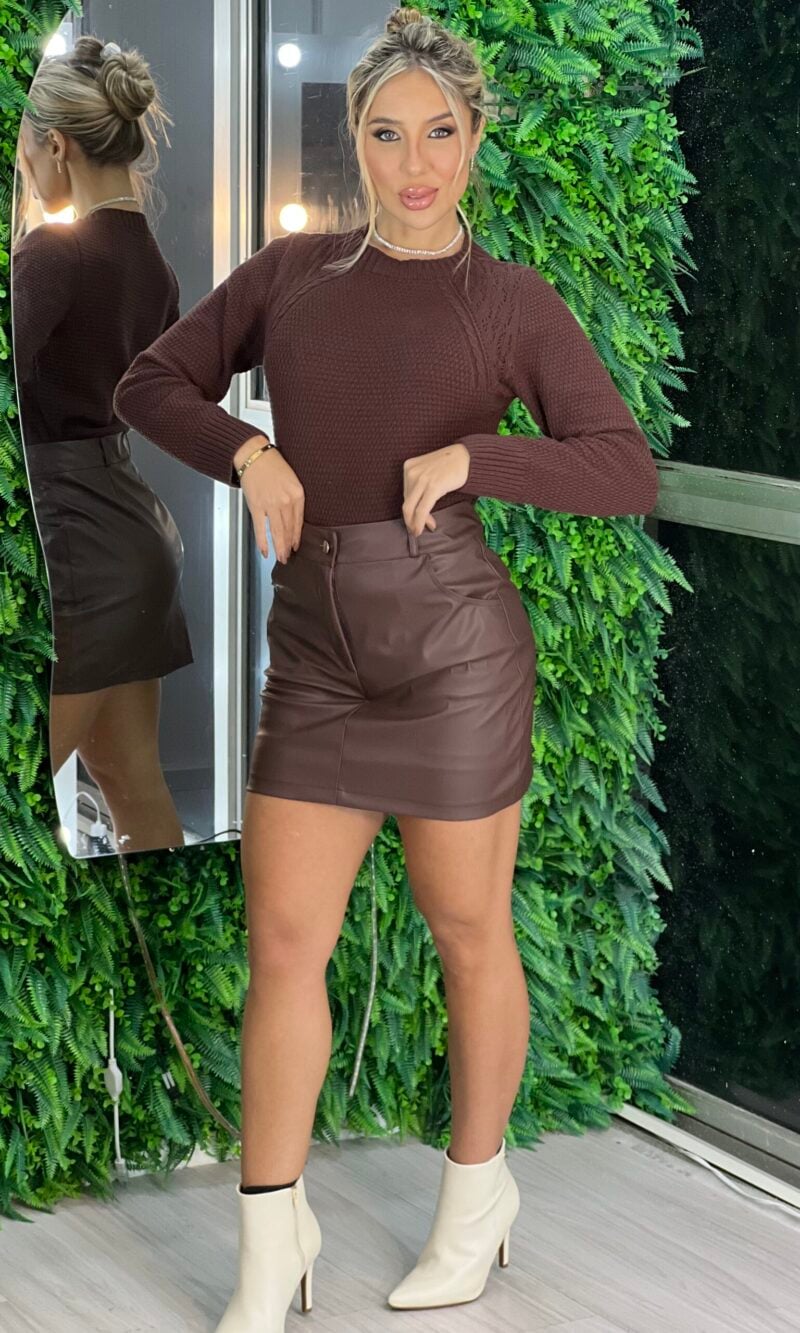 blusa tricot modal joice marrom