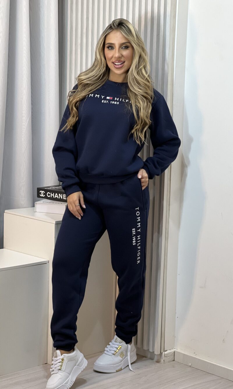 feminino conjunto moletom azul marinho