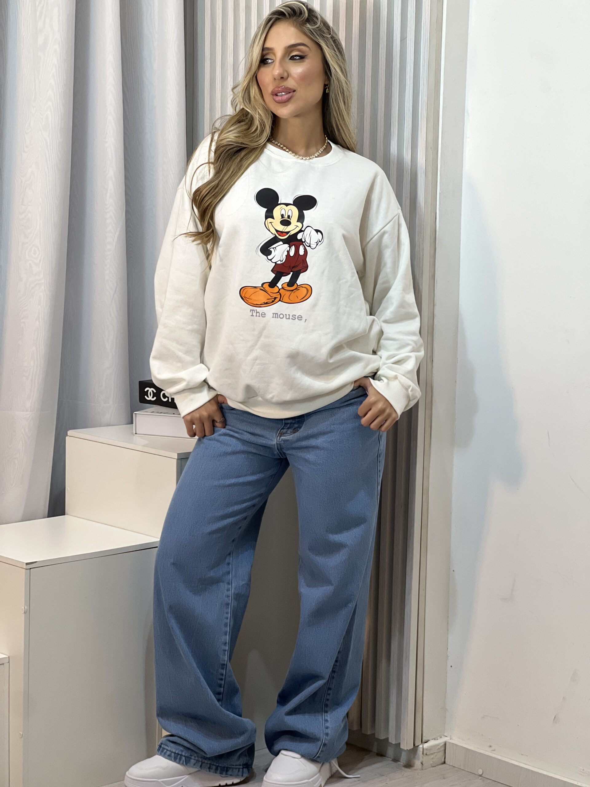 moletom alongado mouse off white moletom alongado mouse off white