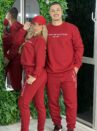feminino conjunto moletom vermelho