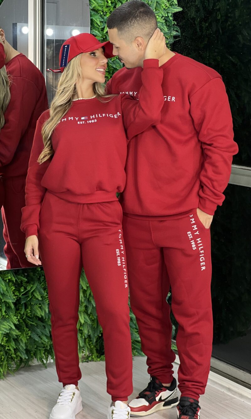feminino conjunto moletom vermelho