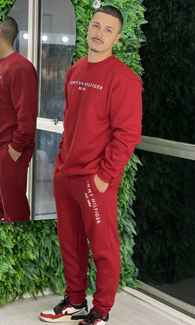 feminino conjunto moletom vermelho