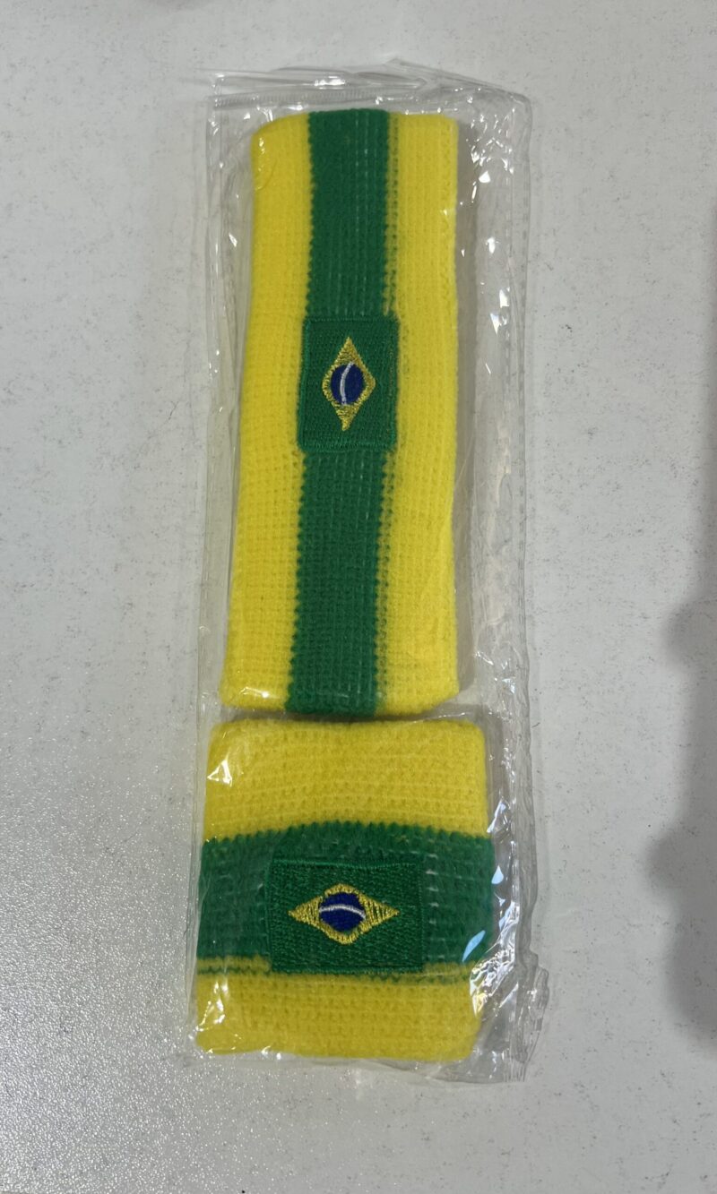 kit faixa munhequeira brasil amarelo