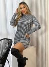 vestido estampado preto e branco