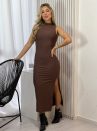 vestido midi regata naty marrom