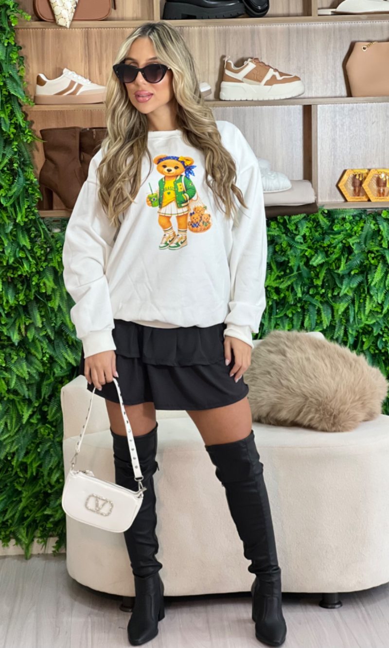 moletom ursinho brasil off white
