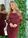 vestido midi paloma bordo