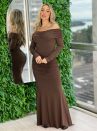 vestido midi paloma marrom