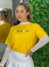 cropped t shirt brasil amarelo