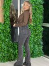 calca jeans flare com cinta modeladora newblack