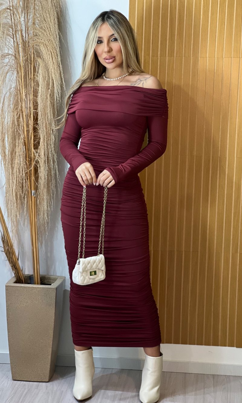 vestido midi fabiana bordo