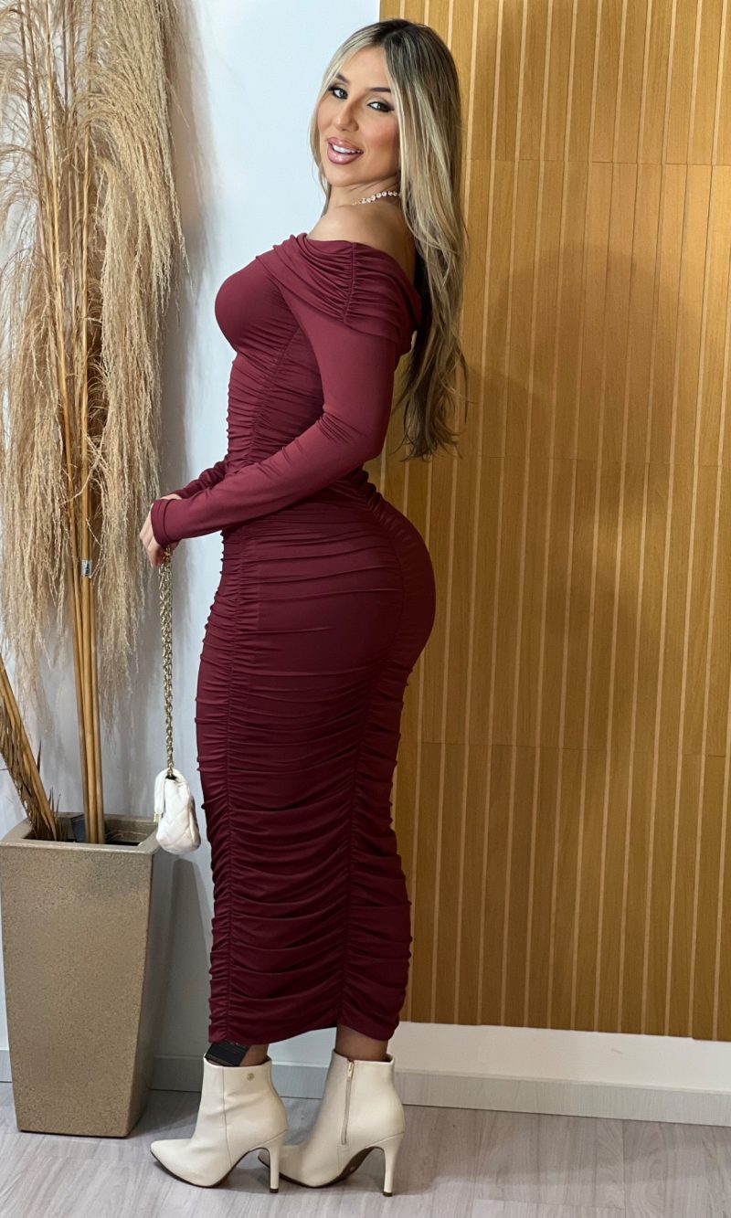 vestido midi fabiana bordo