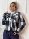casaquinho flanelado xadrez azul off white